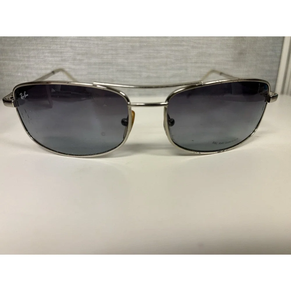 Vintage B&L Ray-Ban USA Aviator Sunglasses Silver Square Lens w/case Rare VTG OG